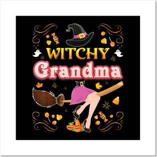 I'm He Witchy Grandma Witch Broom Halloween Pumpkin Family Posters and Art